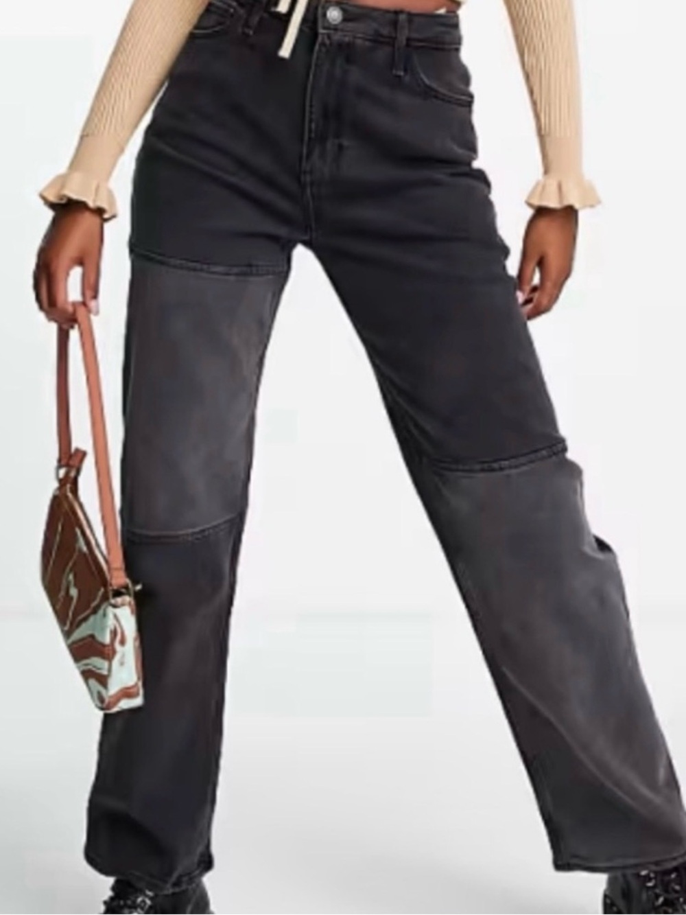 Hollister Women’s Black and Gray (patched) Relaxed fit Jeans (sz 28, inseam ~24)